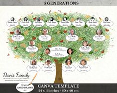 a family tree with five generations on it