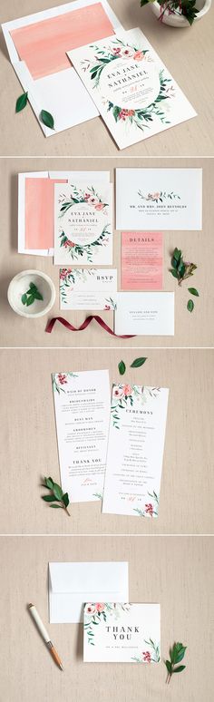 the wedding stationery is laid out and ready to be used