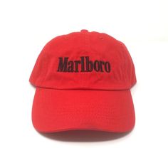 Marlboro Dad Hat Adjustable Cotton Red Black Embroidered Logo New Without Tags Ships Next Business Day. Red Logo Design, Men's Baseball Cap, Logo New, Strapback Hats, Baseball Caps Mens, Red Logo, Red Hats, Dad Hat, Dad Hats