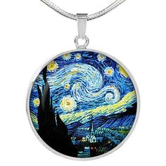 Starry Night Necklace – Galartsy #arthoeaest#arthoefit #vincentvangogh #vangogh #thestarrynight  #starrynight #artlover #art #arthoe #hokusai #painting #artlovers #aesthetic #klimt #artsexual #impressionism #artist #arthistory #klimt #sunflower #michelagnelo #aestheticfashion #90svintage #softaesthetic #paleaesthetic #90sstyle #vintageaesthetic #harajukustyle #aestheticclothes #vintagestyle #vintageclothes #vintagefashion #tumblr #tumblrgirl Klimt Sunflower, Artsy Accessories, Night Necklace, Pale Aesthetic, Harajuku Fashion, Vintage Aesthetic, Vincent Van Gogh, Aesthetic Fashion, Impressionism