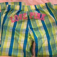 Feel Free To Ask Questions! I Have A Ton Of Vs Pink In My Closet Green Sleep Bottoms With Elastic Waistband, Green Spring Sleep Bottoms, Summer Green Bottoms For Sleepover, Casual Green Bottoms For Pajama Party, Green Sleepwear Long Pants For Sleepover, Casual Spring Bedtime Bottoms, Casual Bottoms For Bedtime In Spring, Green Long Pants For Bedtime, Casual Spring Bottoms For Bedtime