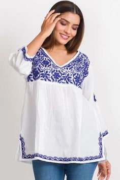 This Ramani Embroidered Top, by our friends at Sevya Handmade, features intricate shadow-work embroidery known as "Chikankari." This style of hand embroidery has a lengthy history, crafted by women artisans in Northern India. With a tasteful and comfortable cut, the tunic is a modern day interpretation of the classic Indian Kurti, complete with embroidery details on the front and back. Sevya, derived from Sanskrit, translates to "caring through service". Dedication to preserving India's unique a White Kurtis, Hand Embroidered Tunics, Embroidered Cotton Top, Indian Kurti, Fine Embroidery, Ikat Dress, Gardening Outfit, Embroidered Tunic, Women Artisans