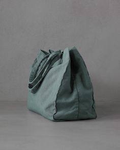 Drai Hang | Society Limonta Green Cotton Hobo Bag For Travel, Everyday Cotton Hobo Tote Bag, Green Cotton Hobo Bag For Daily Use, Eco-friendly Cotton Hobo Bag For Everyday, Green Cotton Hobo Tote Bag, Daily Use Cotton Canvas Bag With Rolled Handles, Cotton Shopping Bag With Rolled Handles, Rectangular Cotton Canvas Bag With Rolled Handles, Rectangular Cotton Shoulder Bag With Rolled Handles