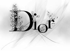 the word dior written in black and white