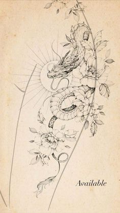 an old fashioned tattoo design with flowers and birds