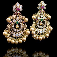 Aashi Earrings - á La Couture Big Chandbali Earrings Gold, Chandhbali Earings, Gold Earrings Designs For Wedding, Chandbali Earrings Gold, Polki Chandbali, Summer Wedding Jewelry, Gold Jhumka Earrings, Gold Jewelry Simple Necklace, Antique Bridal Jewelry