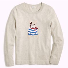 Brand New In Package! It Is The Teddie Line Of J Crew Sweaters. Light Gray Silver Sweater. Extremely Rare Find! 100% Cotton. Cherry Sweater, Bulldog Print, Silver Sweater, Charcoal Sweater, Frenchie Dog, Wool Sweaters Womens, Frenchie Bulldog, J Crew Sweater, Pointelle Sweater