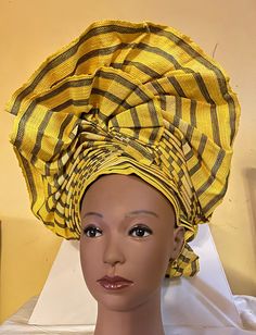 African autogele, ready to wear gele, African hat, traditional wedding hat, pre-tied headgear, headwrap, Head-tie.  * Adjustable Velcro/plaster straps behind. * Aso Oke , Women  * Size: One size fits most * Classic turban style, Solid color * Auto-gele  African head tie of Nigerian  * 100% brand new and high quality! No Refund/No Returns/No Exchange Kindly allow a difference of the picture/pattern of your item(s) between the real-life image and the photographic image on the website. Traditional Adjustable Headwrap Headband, Adjustable Yellow Headscarf In Headband Shape, Yellow Adjustable Headband Headscarf, Adjustable Yellow Headscarf Headband, Elegant Yellow Headwrap In Headband Style, Yellow Headwrap Headband One Size, Yellow Headwrap Headband One Size Fits Most, Yellow Headwrap One Size Fits Most, Yellow One Size Fits Most Headband Headwrap