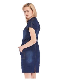 Loose Buttons Short Sleeve Blue Denim Dress


Size
Length
Bust
Shoulder


UNIT
CM
INCH
CM
INCH
CM
INCH


S
93
36.64
84
33.10
34
13.40


M
94
37.04
88
34.67
35
13.79


L
95
37.43
92
36.25
36
14.18


XL
96
37.82
96
37.82
37
14.58


2XL
97
38.22
100
39.40
38
14.97


3XL
98
38.61
104
40.98
39
15.37 Mini Length Denim Dress With Pockets For Work, Fitted Short Sleeve Denim Top For Work, Collared Blue Denim Dress For Work, Blue Collared Denim Dress For Work, Denim Blue Short Sleeve Dresses With Pockets, Medium Wash Mini Dress For Workwear, Medium Wash Mini Dresses For Work, Denim Blue Knee-length Dress For Work, Casual Collared Blue Denim Dress