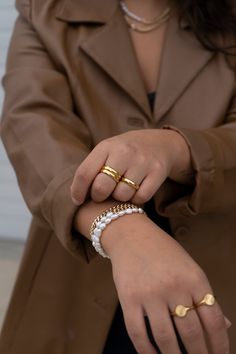 Material: Gold dipped with our signature 14k gold platingSizes: 6, 7, 8 Mini Hands, Fancy Jewellery, Stacked Jewelry, Belly Chain, Hand Chain, End Of Season Sale, Personalized Rings, Gold Dipped, Modern Fashion