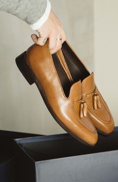 A double-tassel vamp adds elegant appeal to this leather loafer with Goodyear welt construction. Leather upper, lining and sole Imported Asian Owned/Founded Best Loafers, Status Symbol, Footwear Fashion, Loafer Style, Loafers Style, Casual Shoe, Unique Shoes, Tassel Loafers, Goodyear Welt