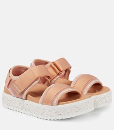 Pipper mesh platform sandals in pink - See By Chloe | Mytheresa Pink Sandals With Textured Sole And Round Toe, Summer Nylon Sport Sandals With Rubber Sole, Nylon Sandals With Rubber Sole And Round Toe, Chloe Sandals, Chloe Shoes, Flatform Sandals, Leather Platform Sandals, Slides Sandals, See By Chloe