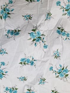 Description: Gorgeous 1950s/1960s teal floral fabric. Features what looks like blue morning glory flowers scattered across a white background. Feels like a polished cotton chintz. Has not been washed, still nice and crisp and shiny. Measurements: 42 inches wide by 222 inches long (6 yards 6 inches) Condition: Excellent condition with one yellow stain, has not been washed and will mostly likely come out. Fabric is just wrinkled from storage. *Listing from a pet friendly home. May need to be washe Blue Morning Glory, Morning Glory Flowers, Blue Morning, Floral Print Fabric, Morning Glory, Floral Fabric, Print Fabric, Vintage 1950s, Pet Friendly