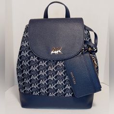 Anne Klein Backpack Color: Blue Casual Blue Leather Backpack With Zipper, Trendy Blue Leather Backpack For Daily Use, Casual Blue Rectangular Leather Backpack, Luxury Blue Backpack Bag, Trendy Blue Leather School Backpack, Luxury Blue Standard Backpack, Luxury Blue Backpack, Blue Standard Backpack For On-the-go, Casual Blue Leather Backpack With Adjustable Strap