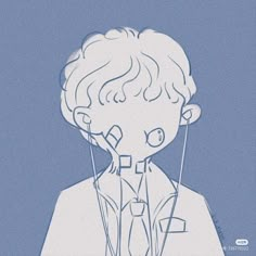 a drawing of a man with headphones on his ears