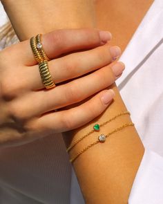 Heart Chain Bracelet, Columbian Emeralds, Diamond Initial Necklace, Initial Earrings, Heart Chain, Simple Bracelets, Heart Shaped Diamond, Jewelry Lookbook, Diamond Charm