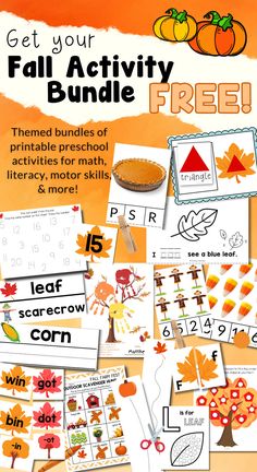 the fall activity bundle includes activities for children to learn