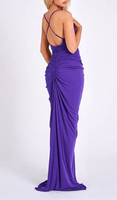 This stunning maxi dress is perfect for a special occasion. The amethyst-colored fabric is adorned with beautiful flowers, and the plunging neckline is both sexy and elegant. The flowing skirt is sure to make you feel like a goddess. Gentle Dry Clean Only Colour may vary due to lighting on images. The product images (without model) are closest to the true colour of the product.Item runs true to size chart and is cut to suit our size chart. Please refer to our size chart for the best fit. Do not