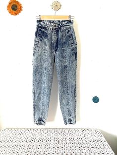 "Vintage Paris Blues Jeans US Size 4 Waist 26\" Inseam 26\" waist to ankle 36\"" High Rise Acid Wash Bottoms, Light Wash Stonewashed Jeans For Spring, High Rise Bleached Blue Jeans, Dark Wash Stonewashed Jeans For Spring, Vintage Stonewashed Bottoms For Spring, Pre-washed Denim Jeans For Summer, Spring Light Wash Stonewashed Jeans, Spring Dark Wash Stonewashed Jeans, Spring Vintage Stonewashed Bottoms