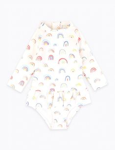 Rainbow Print Long Sleeve Swimsuit (2-7 Years) | Swimwear | Marks and Spencer IL Sleeve Swimsuit, Swimsuit Collection, Long Sleeve Swimsuit, Wear Green, Rainbow Print, Swimwear Girls, Marks And Spencer, Denim Shop