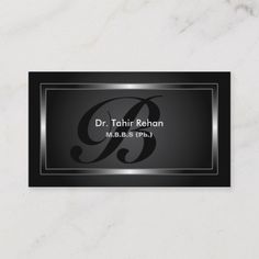 black and white monogrammed business card