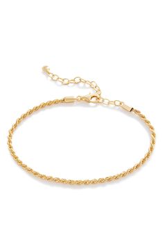 A rope chain bracelet handcrafted from sterling silver and plated in recycled 18-karat gold is an everyday staple that stacks well with others. 5"–7 1/2" adjustable inner circumference Exclusive US retailer Sterling silver/recycled 18k-gold plate Imported Recipient of the Butterfly Mark certification, which identifies luxury brands that adhere to social and environmental best practices This brand meets Nordstrom Responsible Brands criteria: brand adheres to responsible social and environmental p Everyday Gold Rope Chain Bracelet, Gold Rope Chain Bracelet For Everyday, Everyday Yellow Gold Rope Chain Bracelet, Everyday Rope Chain Bracelet, Adjustable Rope Chain Bracelet As Gift, Adjustable Gold Rope Chain Bracelet, Adjustable 14k Gold Bracelet With Cable Chain, Adjustable Yellow Gold Cable Chain Bracelet, Adjustable Gold Cable Chain Bracelet