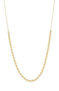 Whether it's worn on its own or layered, this Italian-made bead necklace crafted from gleaming 14-karat gold is the perfect finishing touch to your look. 16" length, 2" extender 14k gold Made in Italy 14k Gold Single Strand Chain Necklace, Classic Yellow Gold Beaded Necklace With Round Beads, Classic Yellow Gold Beaded Necklace, 14k Gold Single Strand Jewelry With Round Beads, Elegant Yellow Gold Beaded Necklaces With Round Beads, Elegant 14k Yellow Gold Beaded Necklace, Gold Long Single Strand Necklace, Elegant Yellow Gold Necklaces With Polished Beads, Yellow Gold Beaded Round Necklace