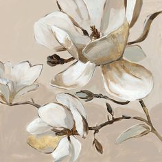 White Magnolia Branch II Poster Print - Q Jacob-VARPDXCQ047A Image 1 Magnolia Wreath Art, Magnolia Flowers Abstract Backgroubd, Abstract Magnolia Painting, Magnolia Wall Art, Abstract Magnolia, Magnolia Painting, Art Gala, Magnolia Paint, Magnolia Branch