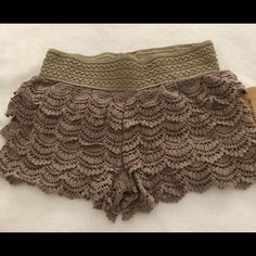 American Rag Short Lace. Brand New With Tag. Color Brown, Size Small Brown Bohemian Shorts For Summer, Bohemian Brown Shorts For Summer, Spring Beach Shorts In Brown, Fitted Brown Summer Shorts, Brown Stretch Shorts For Summer, Trendy Brown Beach Shorts, Brown Vacation Shorts For Spring, American Rag, Lace Shorts