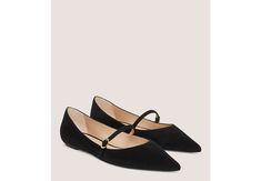 Emilia Mary Jane Flat | Stuart Weitzman Formal Almond Toe Flats With Heel Strap, Mary Jane Flats, Stuart Weitzman, Mary Janes, Block Heels, Spain, Sleek, Heels