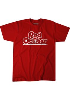 a red shirt with the word red october on it