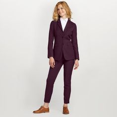 This burgundy pantsuit is about to become your wardrobe’s biggest power player. Perfect for your next big event, our deep wine shade is sure to turn heads. Created with our upgraded stretch-fit fabric, this dark, subdued red stunner maximizes comfort along with sleek style. Fitted Burgundy Office Blazer, Burgundy Fall Suit For Workwear, Burgundy Blazer With Suit Collar For Work, Burgundy Notch Lapel Blazer For Office, Notch Lapel Burgundy Blazer For Office, Winter Formal Pantsuit, Burgundy Notch Lapel Blazer For Business Casual, Burgundy Notch Lapel Suit For Work, Fall Burgundy Business Blazer