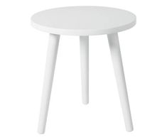 a white table with two legs and a small round top on an isolated white background