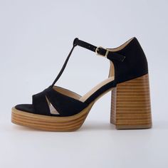 Cushionaire Women's Delano Platform Mary Jane Chic T-strap Sandals With Platform And Ankle Strap, Leather T-strap Sandals With Platform And Ankle Strap, Leather High Heel T-strap Platform Sandals, Modern High Heel Sandals With Wooden Heel, Vintage Flare, Platform Mary Janes, Heeled Sandal, 70s Inspired, Stacked Heel