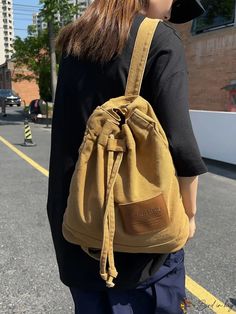 BirdinBag - Premium Drawstring Sling Backpack - Stylishly Spacious and Retro-Inspired Color Khaki, Retro Inspired, Sling Backpack, Drawstring Backpack, Composition, Backpacks, Pattern, Color