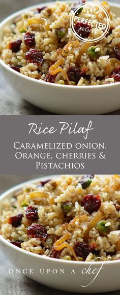 rice pilaf with cranberries, oranges and pistachios