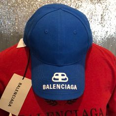 Authentic Balenciaga Hat Bb Visor Cap(Adjustable) 677648 310b2 4277l Color Sapphire/White Brand New With Tag Come With Balenciaga Original Dust Bag As Pictures Designer Visor Hats For Spring, Designer Adjustable Visor Hat, Luxury Adjustable Baseball Cap With Short Brim, Luxury Adjustable Visor Hat, Designer Baseball Cap With Short Brim, Designer Baseball Cap With Adjustable Short Brim, Designer Adjustable Baseball Cap With Short Brim, Luxury Summer Cap, Balenciaga Hat