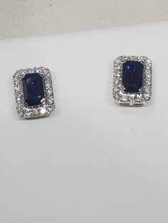 ad eBay - Find many great new & used options and get the best deals for 14k Natural Sapphire And Diamonds Stud Earrings at the best online prices at eBay! Free shipping for many products! Emerald Cut Gemstone Earrings For Formal Occasions, Elegant Emerald Cut Earrings In Brilliant Cut, Classic Emerald Cut Earrings For Formal Occasions, Elegant Emerald Cut White Gold Earrings, Elegant White Gold Emerald Cut Earrings, Elegant Sapphire Earrings With Prong Setting, Emerald Cut Diamond Earrings With Gemstone, Elegant White Gold Gemstone Cluster Earrings, Luxury Emerald Cut Halo Earrings