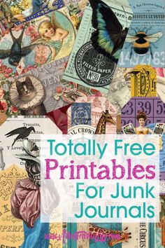 free junk journal printables Free Junk Journal Printables, Free Junk Journal, Journal Printables Free, Junk Journal Printables, Handmade Journals Diy, Printable Collage Sheet, Free Vintage Printables, Diy Journal Books