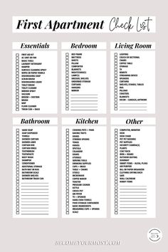 the first apartment check list is shown in black and white