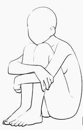 a drawing of a person sitting on the ground with their arms crossed and legs crossed