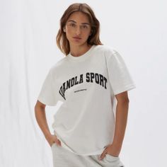 Nwot Cotton Basics Just Got Better. Our Oversized T-Shirt Is Made From 100% Organic Cotton Fabric With A Slouchy Oversized Fit. It Has A Screen-Printed Logo On The Front Of The T-Shirt. Wear Yours With The Matching Sweatpants, Or Leggings For An Off-Duty Look. 100% Organic Cotton Fabric Heavyweight 260gsm Black Screen-Printed Logo Graphic Take Good Care Of Me: Wash Inside Out Wash On A Gentle Setting Wash On Low Temperature, No More Than 30 Degrees Wash By Hand If Possible Do Not Tumble Dry Do N Athleisure Luxury, White Nike Sweatshirt, Organic Cotton Fabric, Oversized T Shirt, Oversized Sweatshirt, Oversize Hoodie, Logo Graphic, Outfits With Leggings, Sport T Shirt