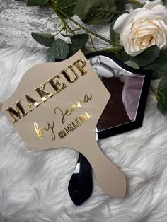 makeup artist mirror | Handheld mirror personalised | social media prop for MUA's  *SIZING* The sign is 5.5inch x 8.5inch high  3mm thick acrylic  *PERSONALISATION*   The wording under the 3d MAKEUP is custom and added using permanent vinyl.   Please be sure to add your personalisation to your order in the box - if I don't have all the info I cannot complete your personalised item.   *DELIVERY*  ALL ITEMS ARE SHIPPED FROM THE UK Please note that delivery times may differ. Once your item is marke Makeup Artist Mirror, Home Makeup Studio Ideas Small Spaces, Makeup Studio Ideas Small Spaces, Makeup Artist Room Ideas, Home Makeup Studio, Makeup Artist Room, Makeup Studio Ideas, Decor Beauty Salon, Hairstylist Marketing