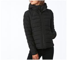 Make your outdoor winter adventures extra comfy with this stylish and lightweight jacket. From Bernardo. Windproof Puffer Jacket For Fall Hiking, Outdoor Puffer Jacket With Ribbed Cuffs, Athleisure Outerwear With Fleece Lining For Outdoor, Athleisure Nylon Outerwear For Cold Weather, Nylon Athleisure Outerwear For Cold Weather, Winter Athleisure Windproof Outerwear, Winter Windproof Athleisure Outerwear, Athleisure Outerwear With Fleece Lining For Outdoor Activities, Windproof Athleisure Winter Outerwear