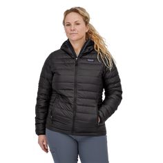 The Down Sweater Hoody features 800-fill-power Advanced Global Traceable Down (goose down certified by NSF International  traced from parent farm to apparel factory to help ensure that the birds are not force-fed or live-plucked) stabilized through a quilted construction and protected by a superlight but tough  windproof and water-resistant shell fabric (100% recycled polyester ripstop) with a DWR (durable water repellent) finish. Pockets: two zippered handwarmers (the drawcord hem tightens from Nylon Puffer Jacket With Adjustable Hood For Hiking, Recycled Polyester Long Sleeve Puffer Jacket For Outdoor Activities, Recycled Polyester Long Sleeve Puffer Jacket For Outdoor, Recycled Polyester Puffer Jacket For Outdoor Activities, Casual Recycled Polyester Puffer Jacket For Hiking, Recycled Polyester Hooded Puffer Jacket For Outdoor, Patagonia Recycled Polyester Outerwear For Outdoor Activities, Casual Patagonia Outerwear In Recycled Polyester, Insulated Midweight Nylon Puffer Jacket