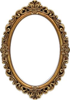 an ornate gold oval frame on a white background