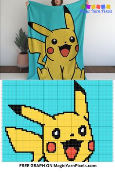 an image of a blanket that is made to look like pikachu from pokemon