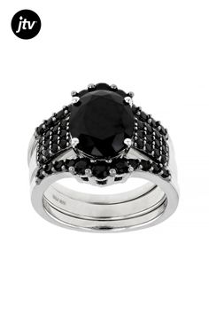 3.67ct Oval And 1.33ctw Round Black Spinel Rhodium Over Sterling Silver Ring. Measures Approximately .72"L x .43"W. Not Sizeable. Black Oval Center Stone Jewelry, Black Oval Jewelry With Center Stone, Black Oval Diamond Cut Rings, Black Spinel, Sterling Silver Ring, Silver Ring, Sterling Silver Rings, Silver Rings, Sterling Silver