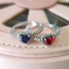 Material:925 Sterling Silver Size：50MM=5 1/4US  52MM=6US  54MM=6 3/4US  56MM=7.5US  58MM=8 1/4US Red Heart Ring, Blue Heart Ring, Heart Red, Blue Heart, Ring Ring, Ring For Women, Stackable Rings, Red Heart, Sterling Silber