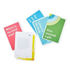 four cards with different sayings on them sitting next to each other in front of a white background